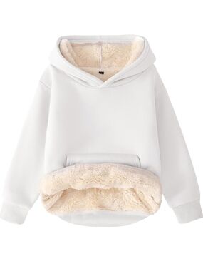 Cozy Faux-Fur Lined Hoodie in Ivory Size 8-9